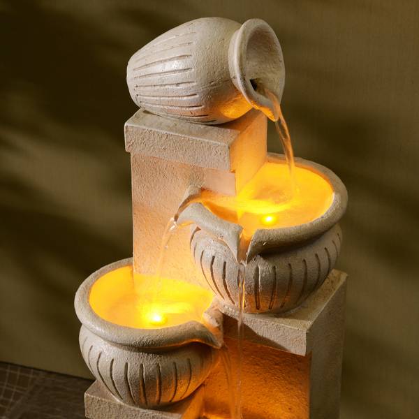 Garten Solar Brunnen FT1024NAS Beige - Harz - 24 x 72 x 29 cm