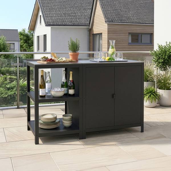Set de meubles de jardin armoire étagère Noir - Acier inoxydable - Acier - 80 x 92 x 50 cm