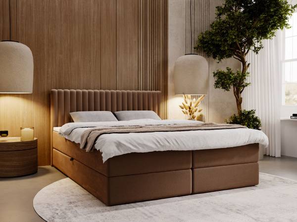 Boxspringbett MARBELLA Braun - Liegefläche Breite: 200 cm