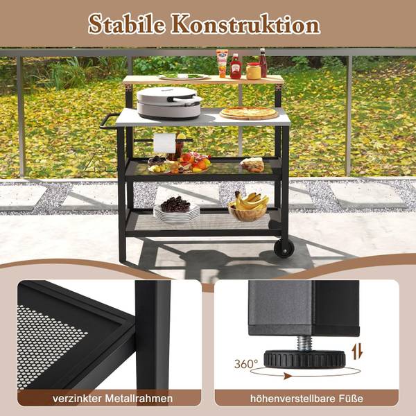 Grillwagen ZB34250DE Schwarz - Metall - 55 x 130 x 116 cm