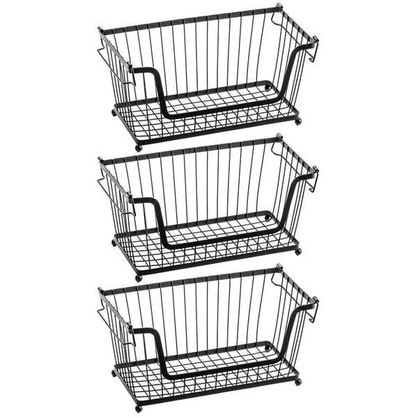 Obstkorb 3er Set SET272 Schwarz - Metall - 18 x 41 x 31 cm
