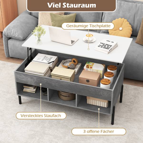 Couchtisch JV12068GR Grau - Holzwerkstoff - 100 x 45 x 50 cm