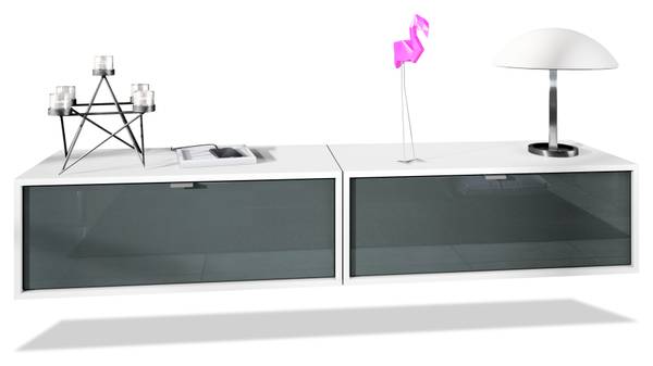 Lowboard Lana 800 2erSet Hochglanz Grau - Weiß