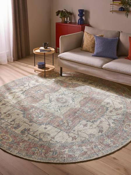 Tapis Lorenzo Rouge - Blanc - Polyester - 240 x 1 x 240 cm