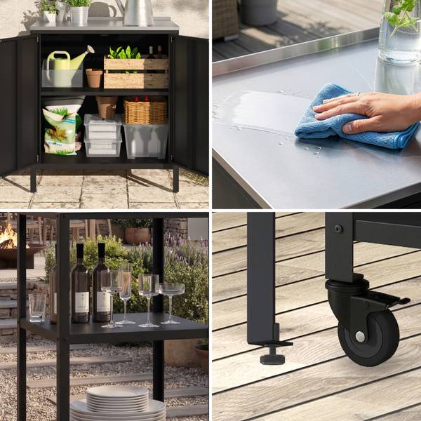 Outdoorset Bolognano 3-tlg. Schwarz - Stahl - 80 x 92 x 50 cm