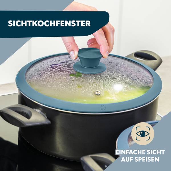 Glasdeckel mit Silikonrand 59124 Blau