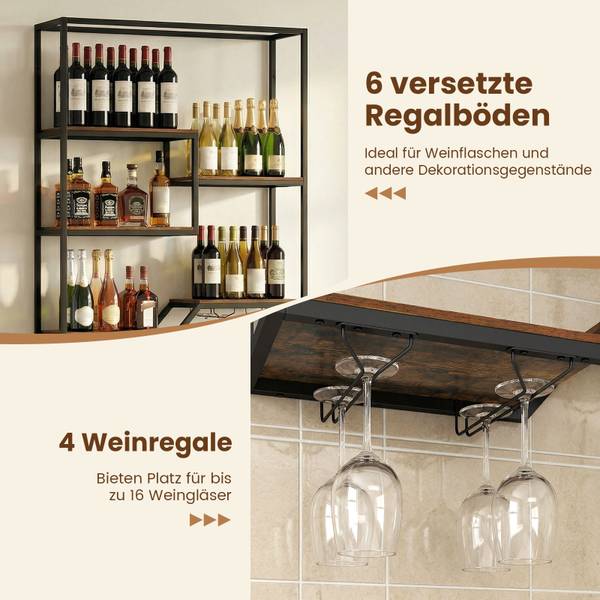 Weinregal VH35720 Schwarz - Holzwerkstoff - 30 x 112 x 102 cm