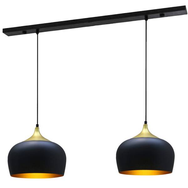 Pendelleuchte 2 Flammige Vintage Lampe Schwarz - Metall - 30 x 27 x 30 cm