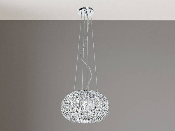 Pendelleuchte Glaw Silber - Kristallglas - 45 x 135 x 45 cm