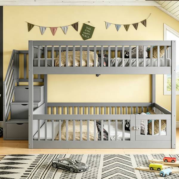 Einzelbett K-1974 Grau - Holzwerkstoff - 145 x 130 x 254 cm