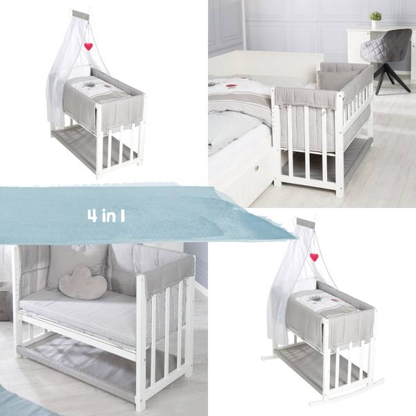 Lit de Chambre 4 en 1 Adam & Eule Rouge - Blanc - Bois manufacturé - 76 x 75 x 95 cm