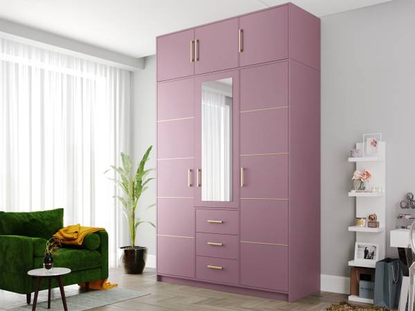 Kleiderschrank Bali D3 II mit Aufsatz Pink - Holzwerkstoff - 147 x 245 x 58 cm