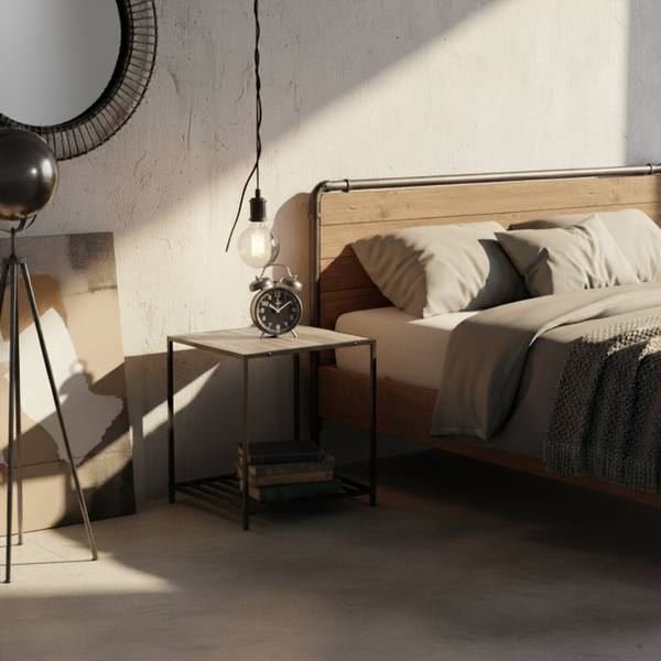 Beistelltisch Industrial mit Ablage Schwarz - Grau