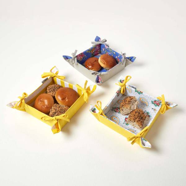 Brotkorb Stoff Wendemuster Streifen Gelb