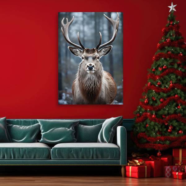 Wandbild hirsch im wald 70 x 100 cm