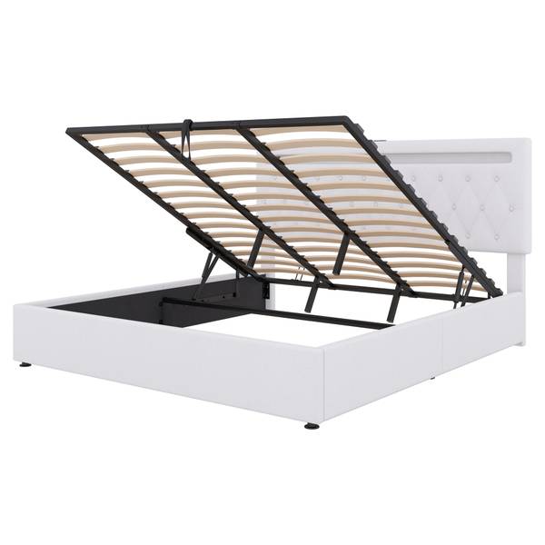 Polsterbett mit LED O1429 Weiß