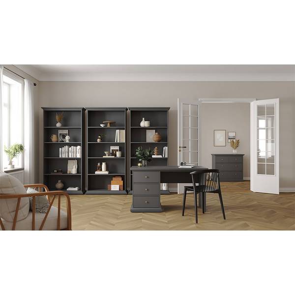 Boekenkast Venetië grijs - deels massief hout - 97 x 201 x 37 cm