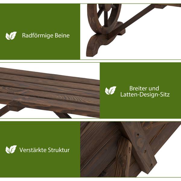 Gartenbank 84B-410 Braun - Massivholz - 50 x 40 x 98 cm