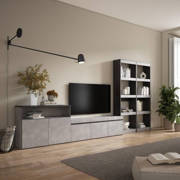 Eetkamerset Cozy Set van 4 grijs - melamine - 35 x 186 x 370 cm