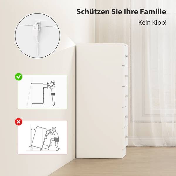 Kommode 83D-118V90WT Weiß - Holzwerkstoff - 35 x 85 x 40 cm