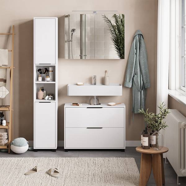 Meubles bain Alina 59653 lot de 3 Blanc - Acier - 80 x 60 x 30 cm