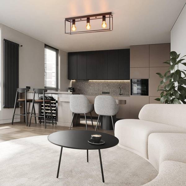 Deckenleuchte Ignaz 3-flammig Schwarz - Metall - 15 x 20 x 60 cm