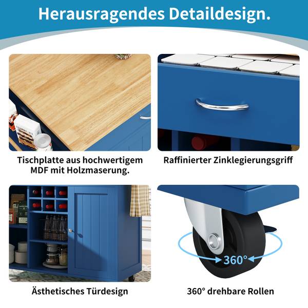 Keukeneiland  Hestia Ⅰ blauw - hout