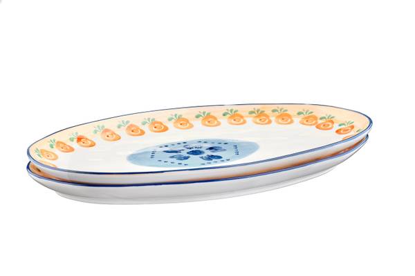 Serveerschaal NAPOLI set van 2 wit - keramiek - 22 x 3 x 37 cm