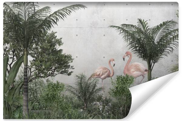 Fototapete PFLANZEN Flamingos Beton 135 x 90 x 90 cm
