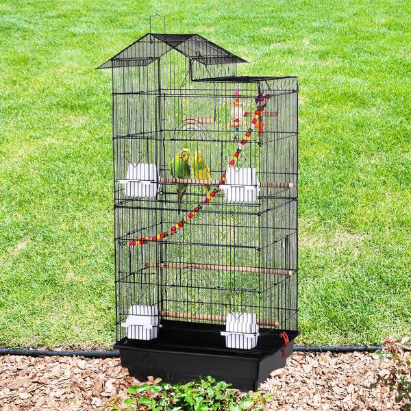Vogelkäfig mit Spielzeuge Schwarz Schwarz - Metall - 36 x 99 x 46 cm