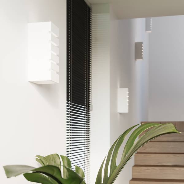 Wandlamp Samir Weiß - Sicherheitsglas - 11 x 26 x 11 cm