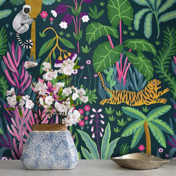 Papier Peint Jungle Tropicale Vert - Papier - 200 x 250 x 1 cm