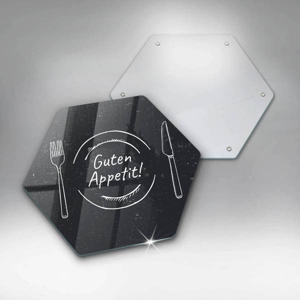 Schneidebrett Guten Appetit! Schwarz - Glas - 35 x 40 x 1 cm