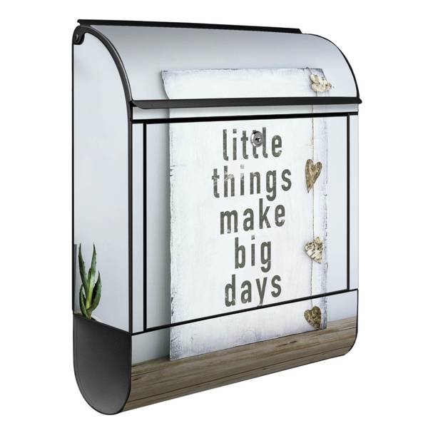 Briefkasten Stahl Little Things Schwarz - Stahl - 38 x 46 x 13 cm