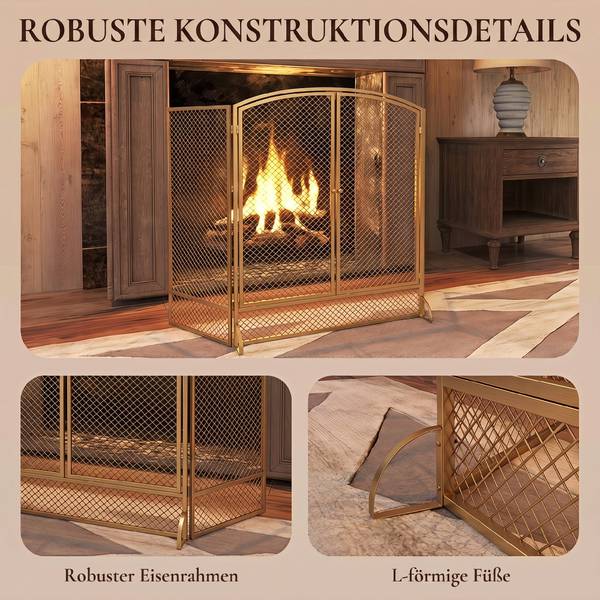 Kaminschutzgitter 820-506V00GD Gold - Metall - 10 x 75 x 122 cm
