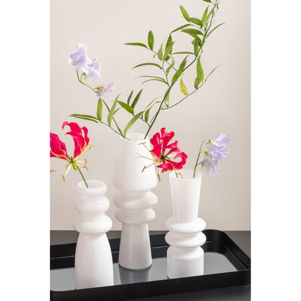 Vase Deko Sparkle Cone Weiß - Glas - 9 x 25 x 9 cm