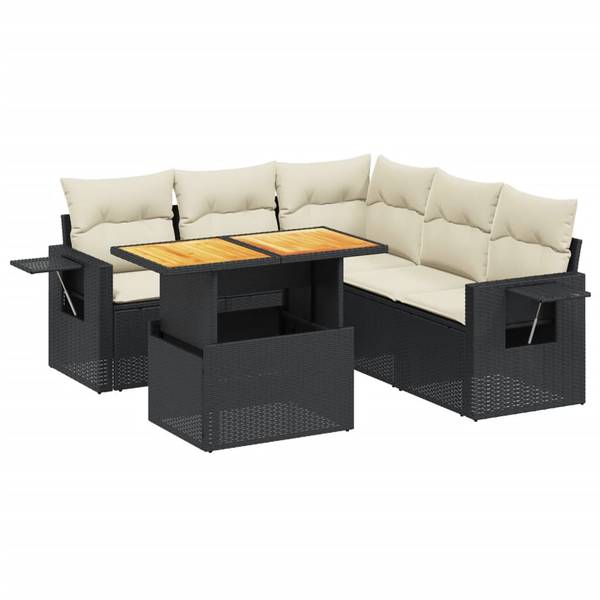 Garten Sofagarnitur 3037095-2 (6-teilig) Schwarz - Creme
