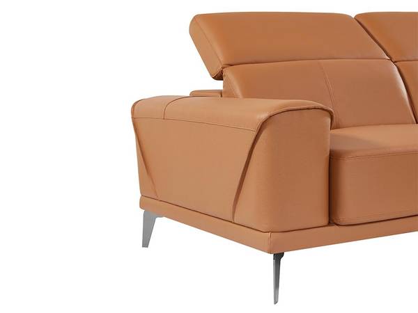 Sofa ANDOR Braun - Echtleder - Textil - 170 x 95 x 279 cm