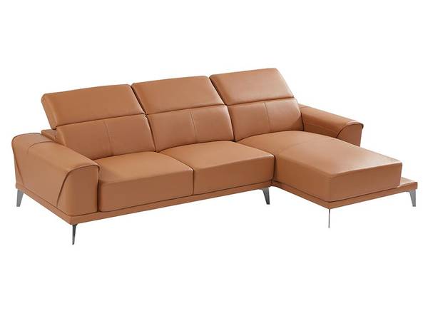 Sofa ANDOR Braun - Echtleder - Textil - 170 x 95 x 279 cm