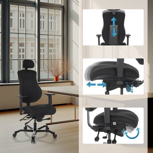 Chefsessel 24 HOURS BASIC Schwarz - Polyester - 68 x 151 x 70 cm