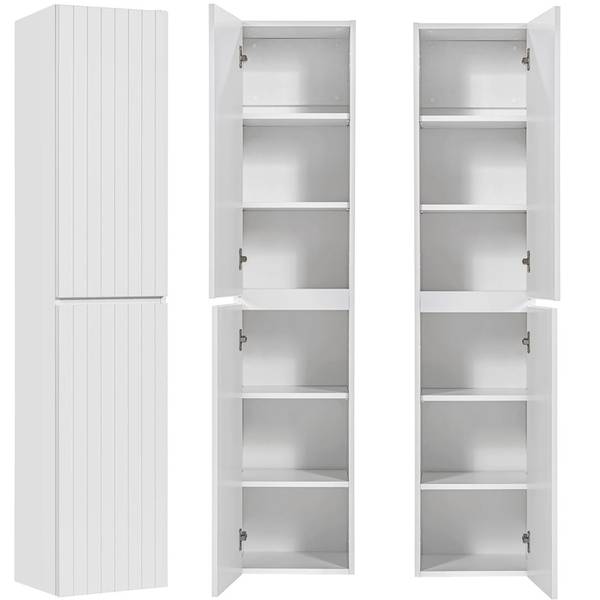Badmöbel-Set IRAKLIO-56-61 3er-Set Weiß - Holzwerkstoff - 135 x 200 x 46 cm