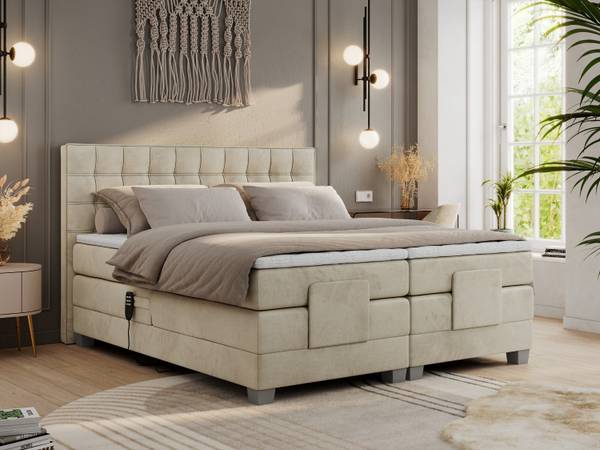 Boxspringbett ELEKTRO Beige - H4 - Liegefläche Breite: 140 cm