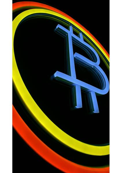 LED Neon Schild Bitcoin Kunststoff - 30 x 30 x 2 cm
