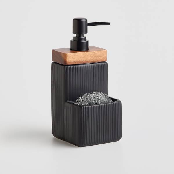 Seifenspender Liners Schwarz - Keramik - 10 x 22 x 11 cm