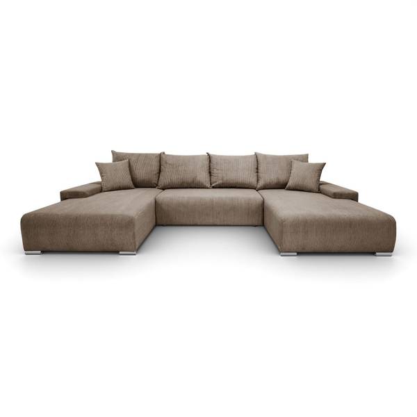 Ecksofa LAVIO U mit Schlaffunktion Braun - Polyester - 348 x 93 x 188 cm
