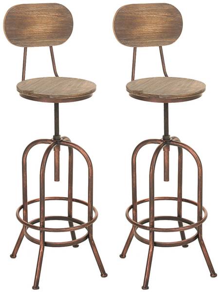 Barhocker Pino 2er Set Braun - Metall - 50 x 102 x 50 cm