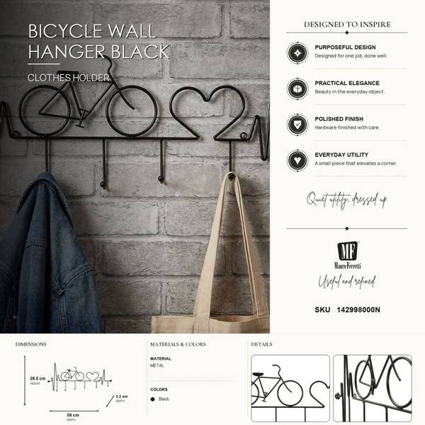 Porte-manteau Bicicletta Noir - Métal - 59 x 27 x 59 cm