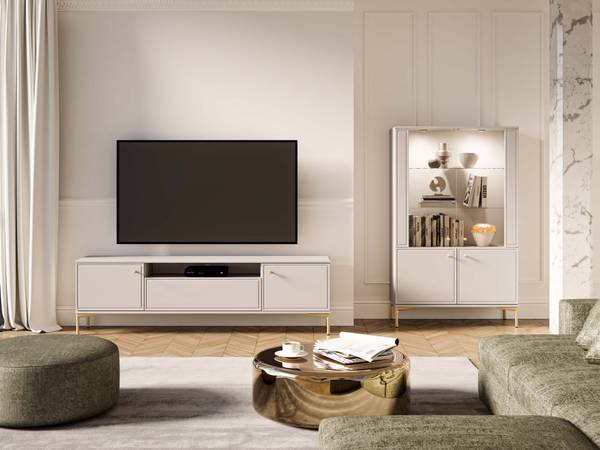 TV-Lowboard Sandro Grau - Aluminium - 180 x 53 x 34 cm
