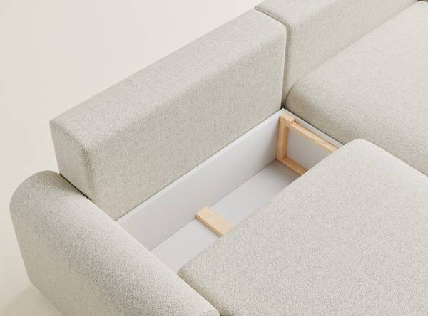 Ecksofa Tallin Creme - Ecke davorstehend rechts - Ottomane davorstehend rechts