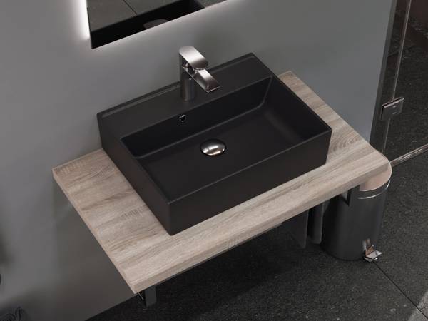 Waschbecken Plan Schwarz - Keramik - 50 x 13 x 38 cm